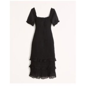 Abercrombie & Fitch Black Midi Dress with Ruffles